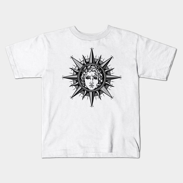 Apollo Sun God Symbol Kids T-Shirt by Nartissima